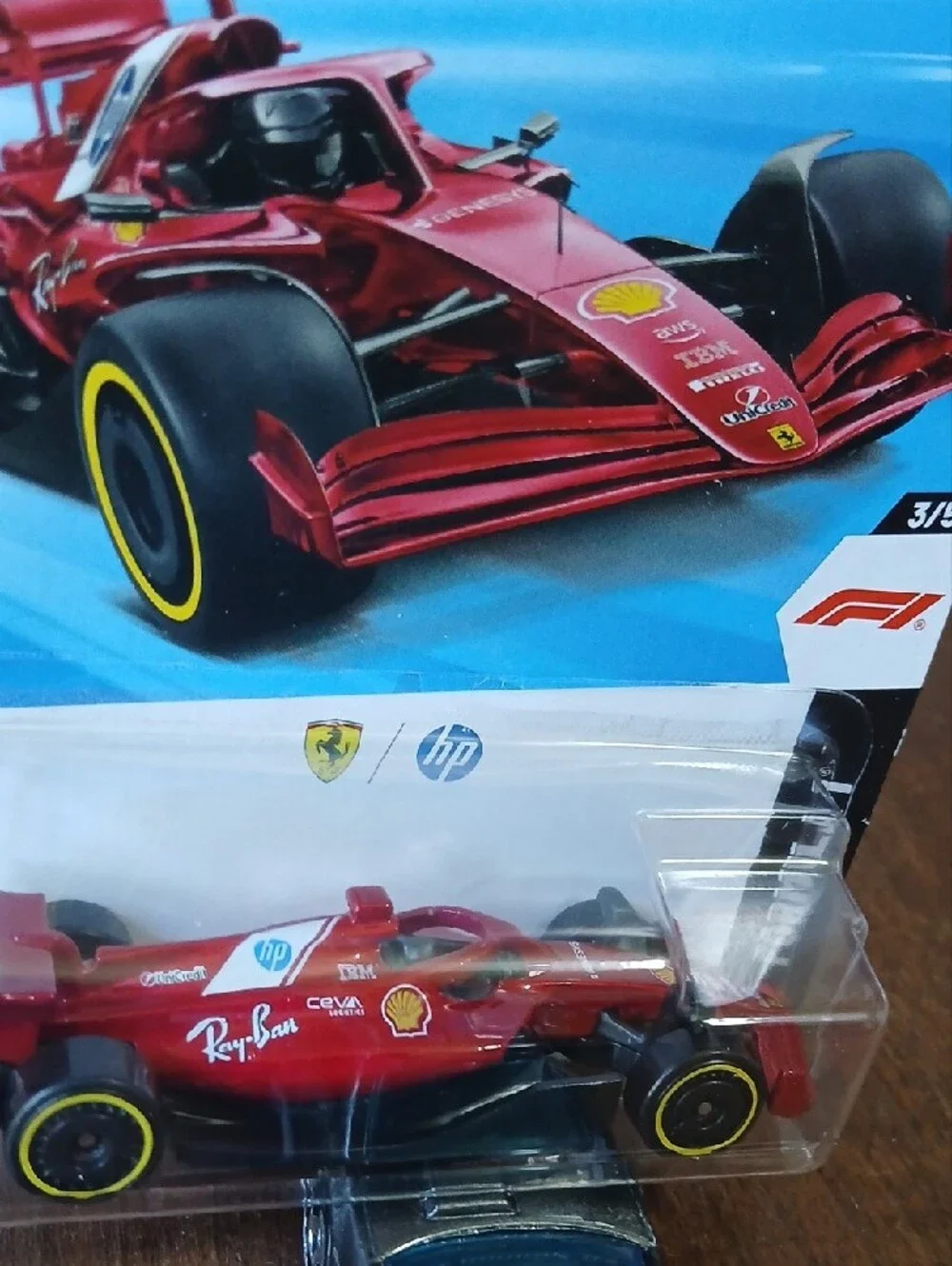 Mattel Hot Wheels Scuderia Ferrari HP in Red with Yellow Wheels